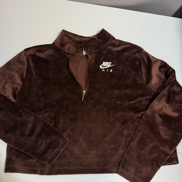 Nike Sweaters - Nike Air Brown Velvet Quarter-Zip Sweatshirt